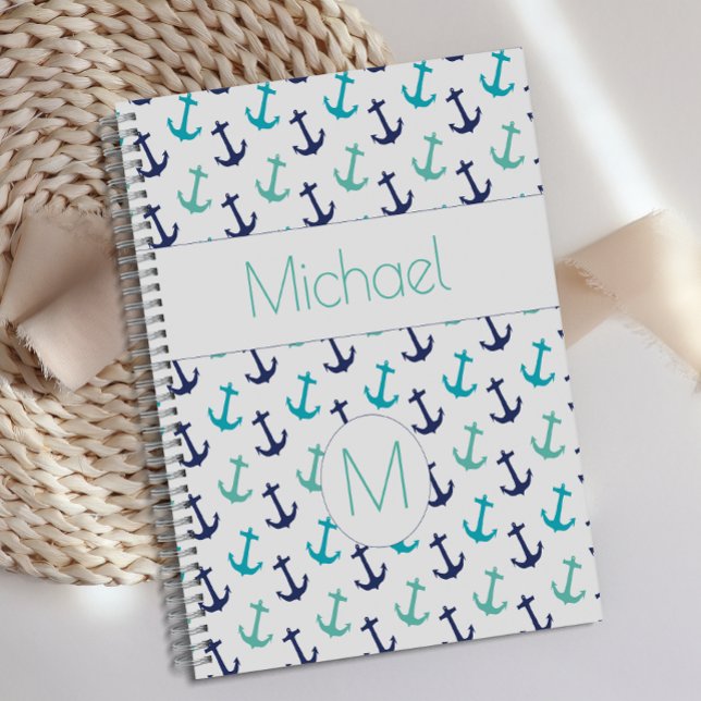 Ancres Nautiliques Monogramme Bleu Tendance (Créateur téléchargé)