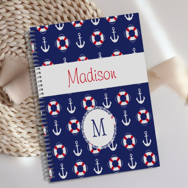 Ancres Nautiques Rouge Marine Monogramme Tendance (Créateur téléchargé)