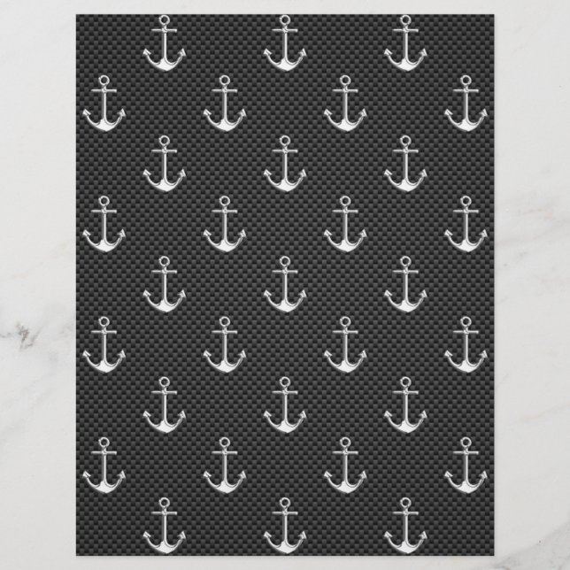 Ancres sur motif de fibre de carbone noir (Devant)