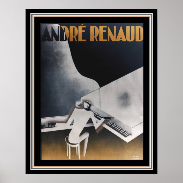 Andre Renaud Poster double pianos déco 16 x 20 (Devant)