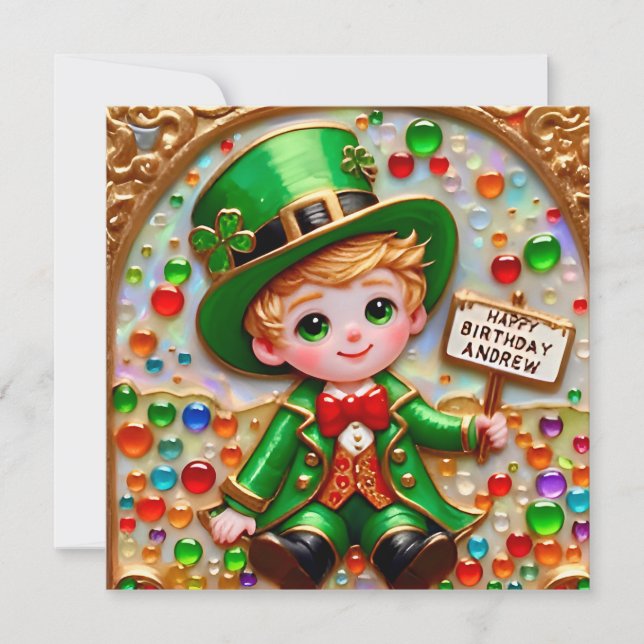 ANDREW ~ Carte d'anniversaire ~ Costume de St. Pat (Devant)