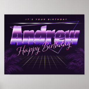 Andrew Nom Vorname lila retro Poster Geburtstag
