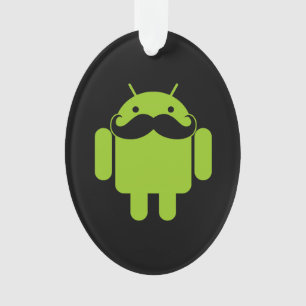 Android Robot Moustache Style sur Noir