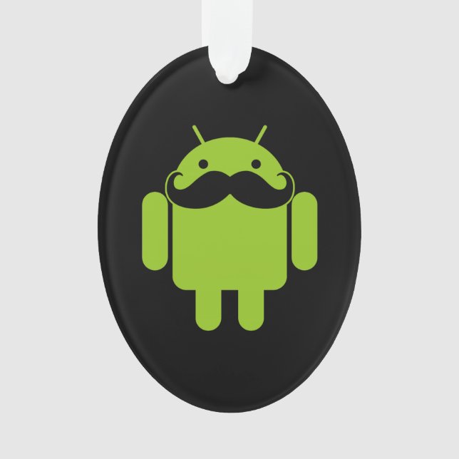 Android Robot Moustache Style sur Noir (devant)