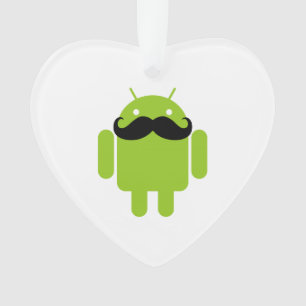 Android Robot Whimsical Mustache Style