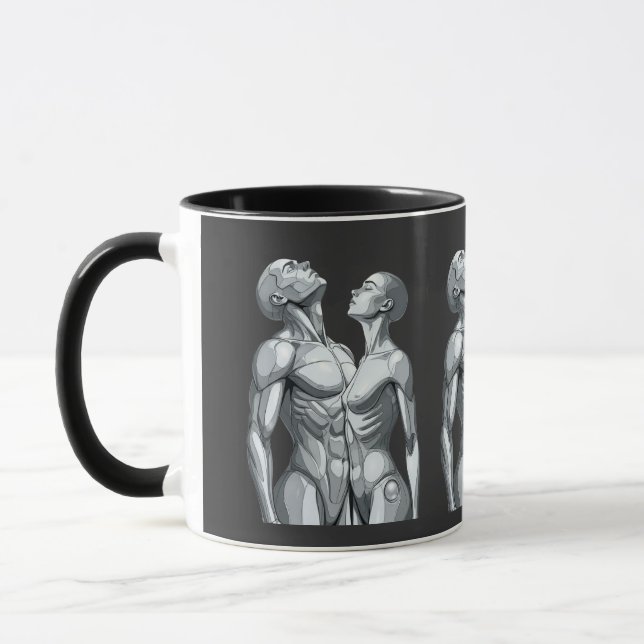 Android Union: Cyborg Couple Two-Tone Coffee Mug (Gauche)