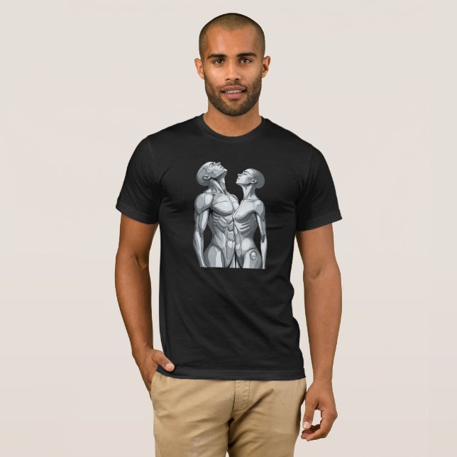 Android Union: Futuristic Cyborg Couple T-Shirt (Devant entier)