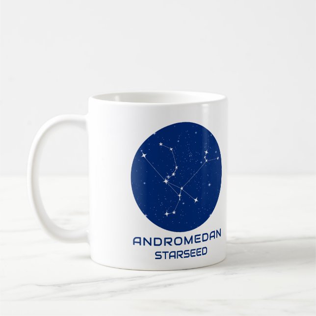 Andromedan Starseed Mug - Design bleu et blanc (Gauche)