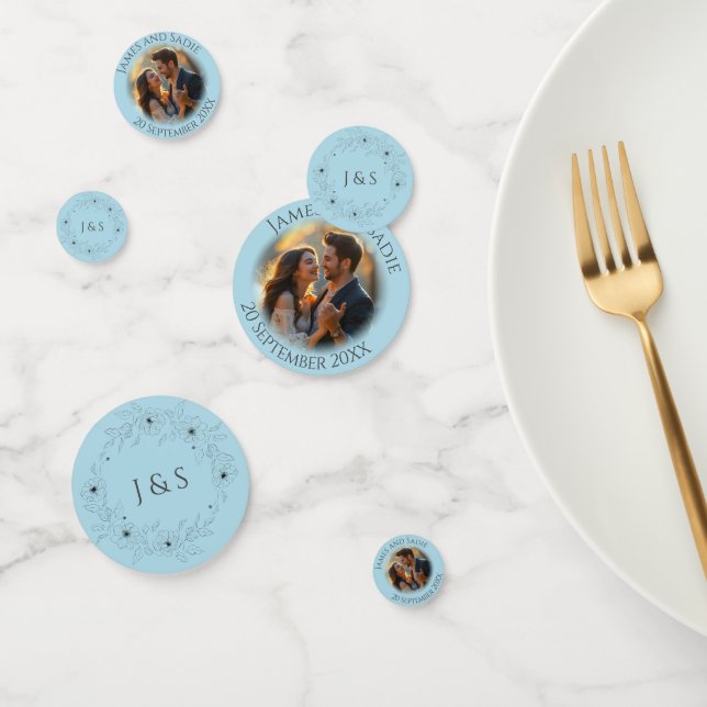 Anémon sur bleu pâle Mariage photo Confetti (Groupe)