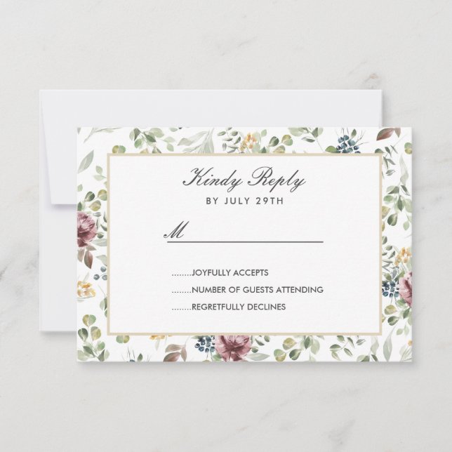 Anemone Blush rose fleurs neutres Mariage RSVP (Devant)