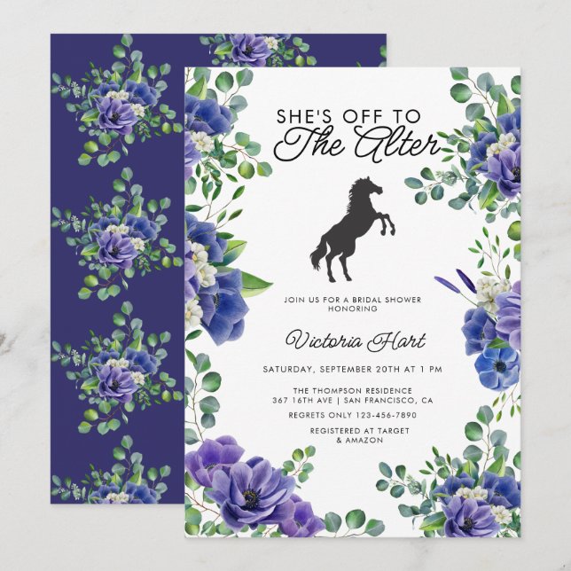 Anémone | Derby | Invitation à la douche nuptiale  (Devant / Derrière)