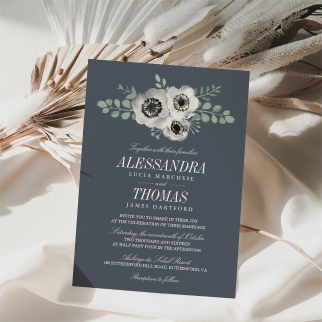 Anémone et Eucalyptus Faire-part de mariage floral (Créateur téléchargé)