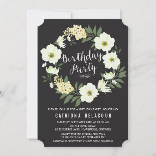Anemone Floral Wreath Anniversaire Fête Invitation