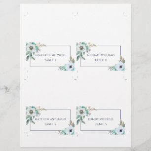 Anémone florale Élégante Mariage pliable Carte Pla