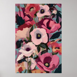 Anémone Rose Vibrant Impression Florale Moderne Ma