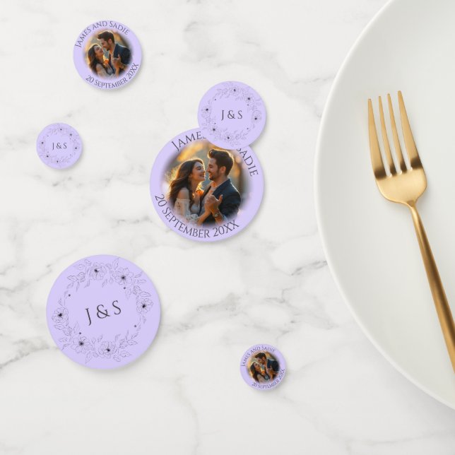 Anemone sur Pale Lavender Mariage photo Confetti (Groupe)