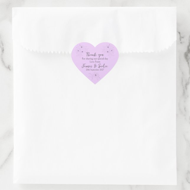 Anémone sur sticker cœur lilas clair (Sac)