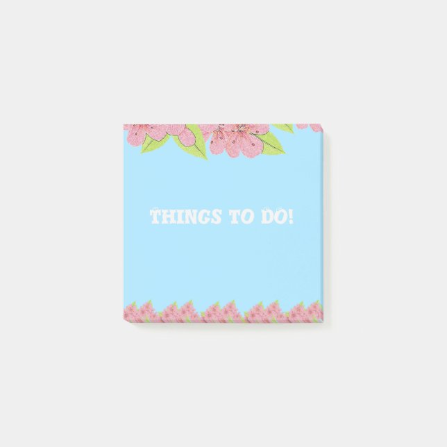 Anémones roses Choses à faire Blue Post-It Notes (Devant)