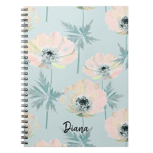 Anémones roses délicates . carnet (Devant)