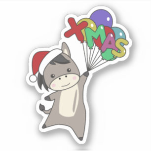 Ânes de Noël ânes Animaux d'hiver Autocollant