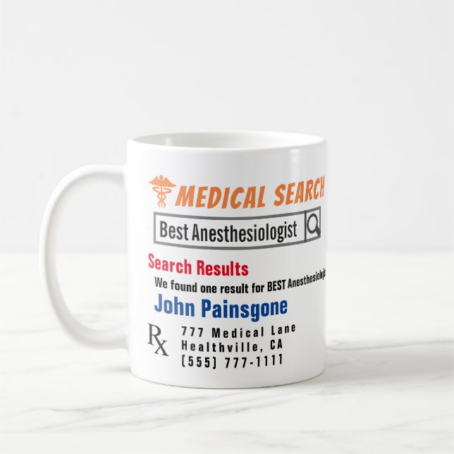 Anesthésiologiste Funny Search Gig Mug (Gauche)