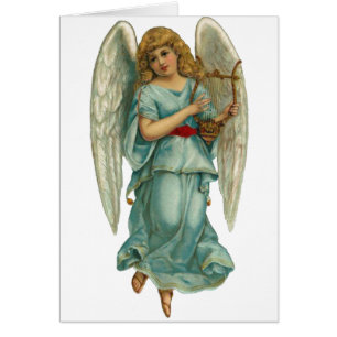 Ange à ailes et harpe