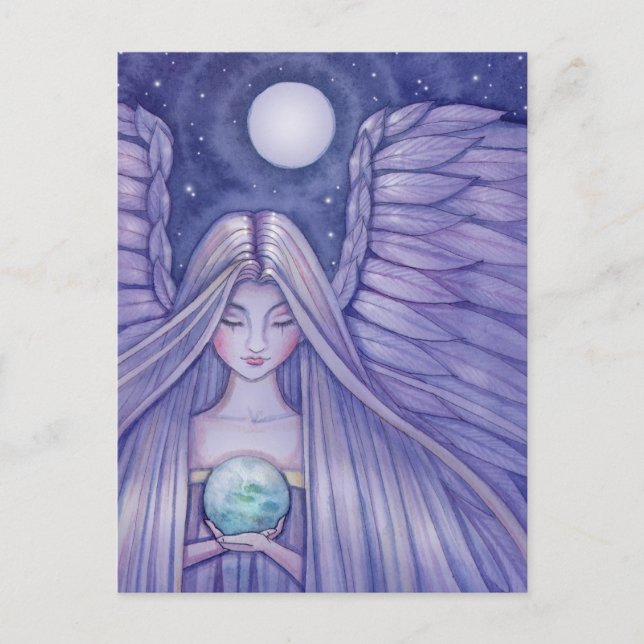 Ange avec carte postale du petit monde (Devant)