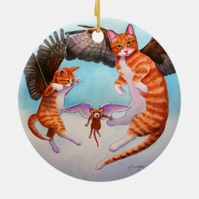 Ange Chat et Souris Jeu Ornement de Noël (Dos)