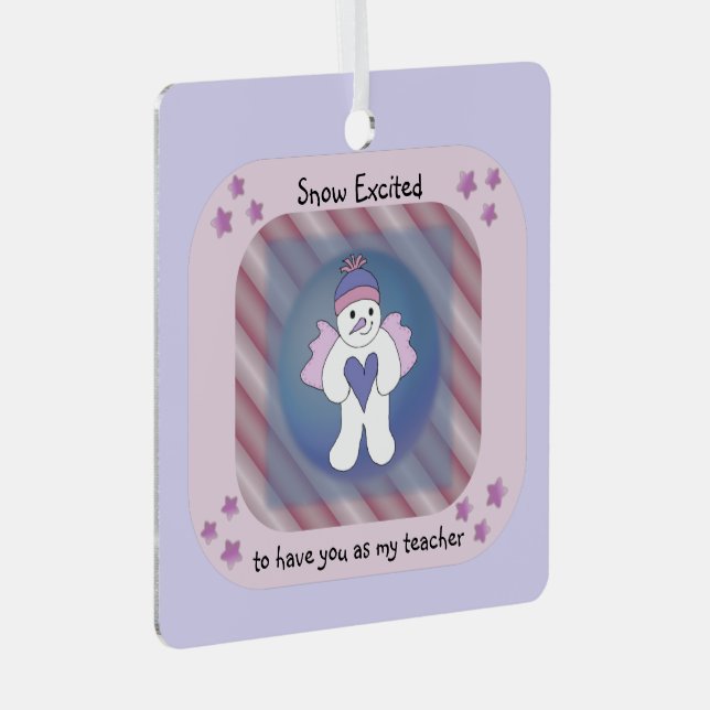 Ange de neige rose enseignant Ornement céramique (Avant droite)