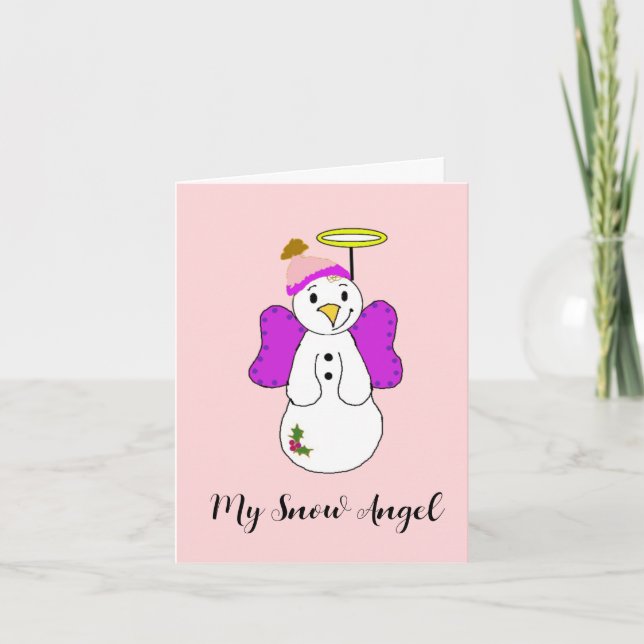 Ange de neige violet et rose Merci (Devant)