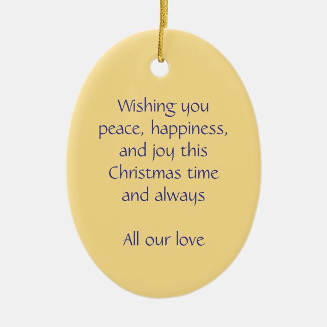 Ange de Noël paix, bonheur et joie ornement (Devant)