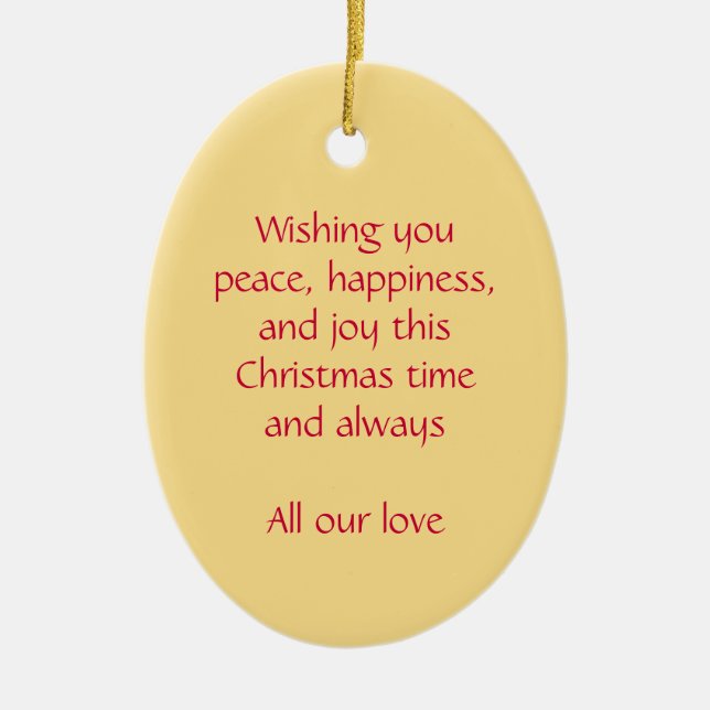 Ange de Noël paix, bonheur ornement rouge (Devant)