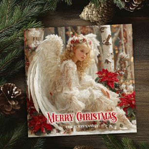 ange de Noël rustique imprimable carte de vœux fes