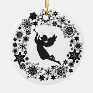 Ange de Noël Silhouette Ornement en céramique