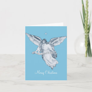 Ange de Noël Vintage avec Message sur Fond Bleu Cl