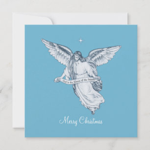 Ange de Noël Vintage avec Message sur Fond Bleu Cl