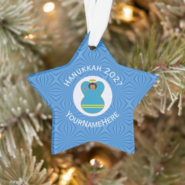Ange du drapeau arubais Hanukkah personnalisé  (Arbre)