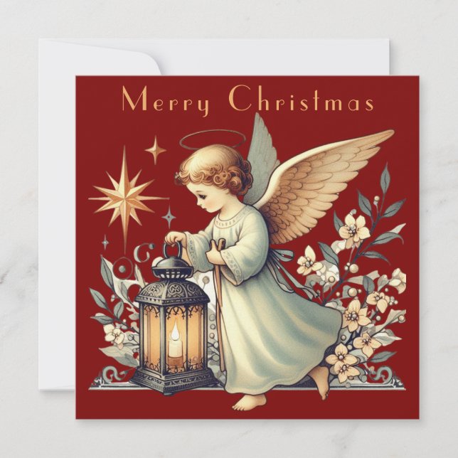  Ange et lanterne de Noël vintage (Devant)