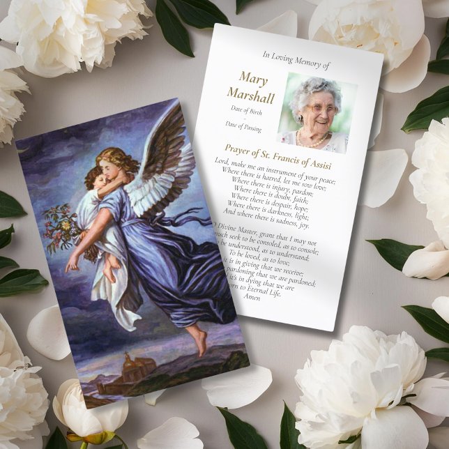 Ange Funéraire Du Seigneur Prière Cartes De Sympat (Angel of the Lord prayer cards for a funeral, sympathy prayer cards, funeral prayer cards)