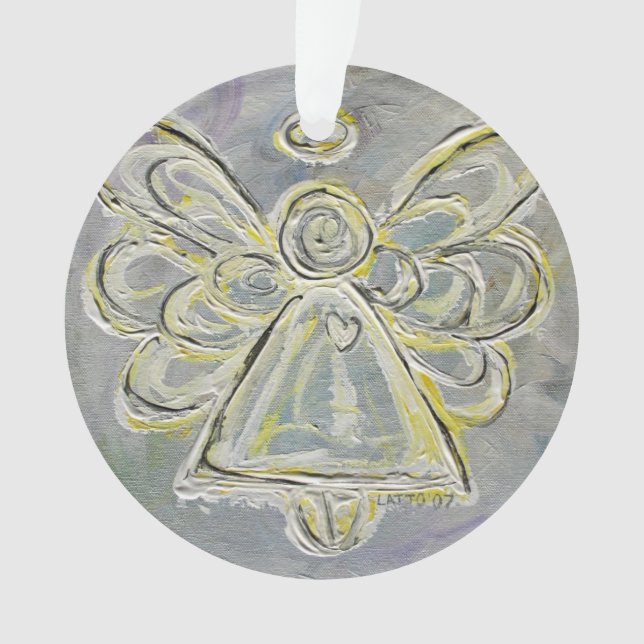 Ange Gardien Blanc Cadeau Ornement de vacances (devant)