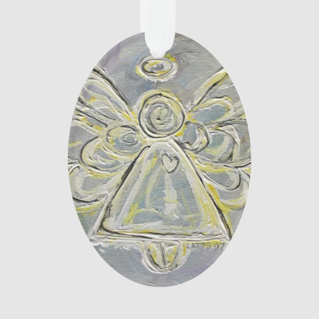 Ange Gardien Blanc Cadeau Ornement de vacances (devant)