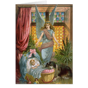 Ange gardien vintage avec le bébé