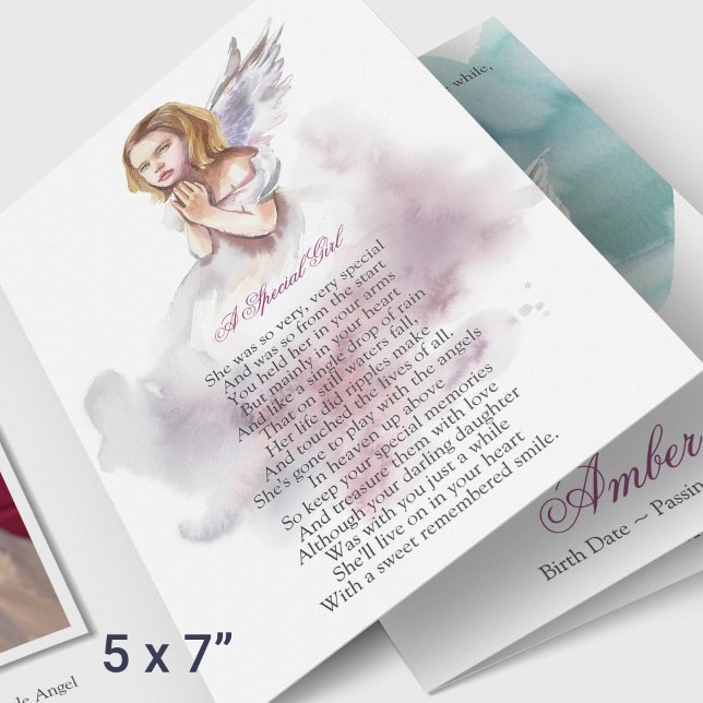 Ange Sympathy Memorial Funérailles Merci Cartes (Watercolor Angel Memorial Sympathy Bereavement Thank You Card)