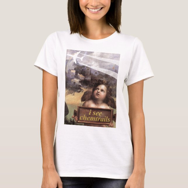 Angel à Madonna de Foligno voit chemtrails tshirt (Devant)