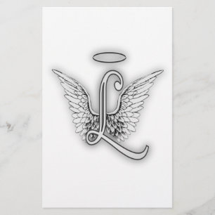 Angel Alphabet L LETTRE INITIALE AILES Halo