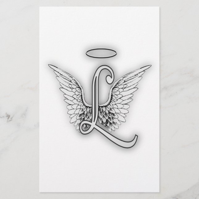 Angel Alphabet L LETTRE INITIALE AILES Halo (Devant)
