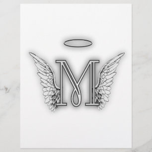Angel Alphabet M Lettre initiale Ailes Halo