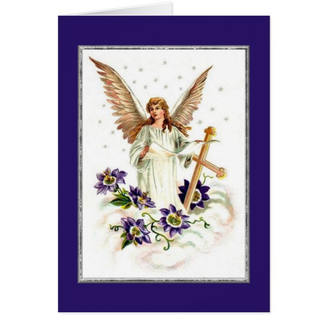 Angel Avec Croix Et Fleurs Clematis (Devant)