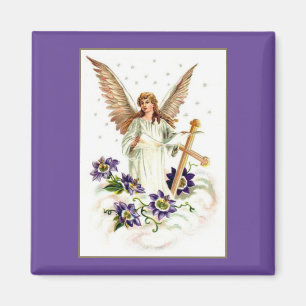 Angel Avec Croix Et Fleurs Clematis Aimant