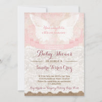 Angel Baby shower rose Invitation pour Latina Lady
